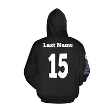 Load image into Gallery viewer, PS Black Last Name/Number All Over Print Hoodie for Men (USA Size) (Model H13)