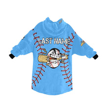 Load image into Gallery viewer, Crushers Baseball LastName/Number/FirstName Blue 2 Blanket Hoodie for Kids