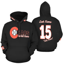 Load image into Gallery viewer, Chaos Baseball Mama Black All Over Print Hoodie for Women (USA Size) (Model H13)