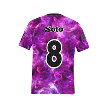 Load image into Gallery viewer, Pueblo Steel Smoke Purple Pink Nickname 2 Men's All Over Print T-Shirt (Solid Color Neck) (Model T63)