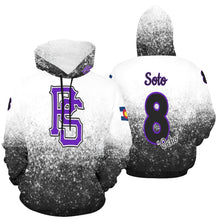 Load image into Gallery viewer, Pueblo Steel B/W PS Last name/Number Nickname All Over Print Hoodie for Women (USA Size) (Model H13)