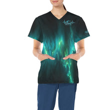 Load image into Gallery viewer, Summit Female Scrub Top Galaxy All Over Print Scrub Top