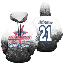 Load image into Gallery viewer, All American Mom Hoodie Full Custom Black and White All Over Print Hoodie for Women (USA Size) (Model H13)