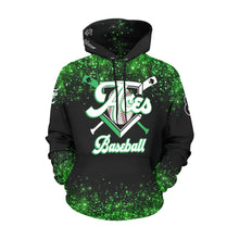 Load image into Gallery viewer, Aces Baseball Hoodie, Black Name/Last/Nick/Baseball Number 4 All Over Print Hoodie for Women (USA Size) (Model H13)
