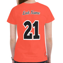 Load image into Gallery viewer, Chaos Orange Custom Name Number New All Over Print T-shirt for Women (Model T45)