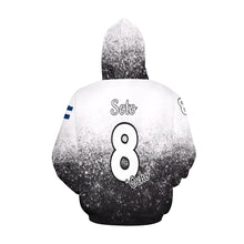 Load image into Gallery viewer, Pueblo Steel B/W PS Last name/Number Nickname B/W 5 All Over Print Hoodie for Women (USA Size) (Model H13)