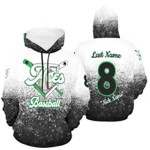 Load image into Gallery viewer, Aces Baseball Hoodie, Black Name/Last/Nick/Baseball Number 5 All Over Print Hoodie for Women (USA Size) (Model H13)