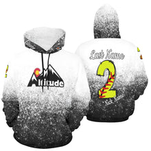 Load image into Gallery viewer, Altitude B/W Last name/Number Nickname Softball Number All Over Print Hoodie for Women (USA Size) (Model H13)
