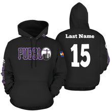 Load image into Gallery viewer, PS Black Last Name/Number All Over Print Hoodie for Men (USA Size) (Model H13)