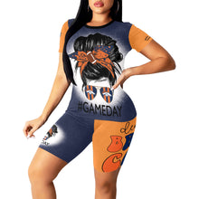 Load image into Gallery viewer, Football Gameday Orange/Blue Women's Short Set