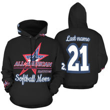 Load image into Gallery viewer, All American Mom Hoodie Full Custom Black Blue Words All Over Print Hoodie for Women (USA Size) (Model H13)