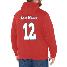 Load image into Gallery viewer, All American Basic Number, Fleece Lined Red Men's Long Sleeve Fleece Hoodie (Model H55)