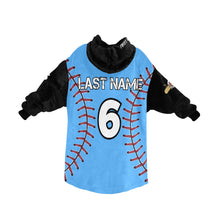 Load image into Gallery viewer, Crushers Baseball LastName/Number/FirstName Blue 3f Blanket Hoodie for Kids