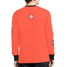 Load image into Gallery viewer, Chaos Orange Number Sleeve Long Kids' Rib Cuff Long Sleeve T-shirt (Model T64)
