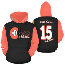 Load image into Gallery viewer, Chaos Baseball Mama Black Orange Sleeve All Over Print Hoodie for Women (USA Size) (Model H13)