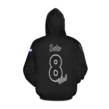 Load image into Gallery viewer, Pueblo Steel B/W PS Last name/Number Nickname B/W 0 All Over Print Hoodie for Women (USA Size) (Model H13)