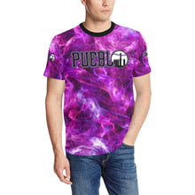 Load image into Gallery viewer, Pueblo Steel Smoke Purple Pink Nickname 2 Men's All Over Print T-Shirt (Solid Color Neck) (Model T63)