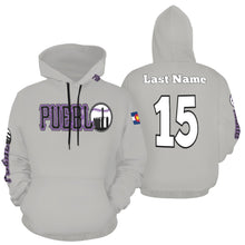 Load image into Gallery viewer, PS Grey Last Name/Number All Over Print Hoodie for Men (USA Size) (Model H13)
