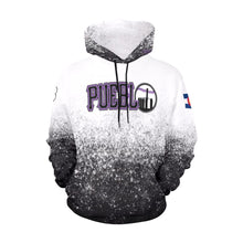 Load image into Gallery viewer, Pueblo Steel B/W PS Last name/Number Nickname B/W 5 All Over Print Hoodie for Women (USA Size) (Model H13)