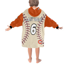 Load image into Gallery viewer, Chaos F Baseball LastName/Number/FirstName Orange Sleeve Blanket Hoodie for Kids