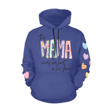 Load image into Gallery viewer, Mama Dark Blue All Over Print Hoodie for Women (USA Size) (Model H13)