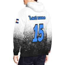 Load image into Gallery viewer, Flight Black/White First Name on Hood All Over Print Hoodie for Men (USA Size) (Model H13)