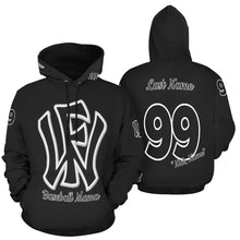 Load image into Gallery viewer, Wow Force Mama Hoodie LastName/FirstName/NickName/Nuimber Black/Black All Over Print Hoodie for Women (USA Size) (Model H13)