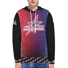 Load image into Gallery viewer, All American Red/blue glitter Women's Long Sleeve Fleece Hoodie (Model H55)