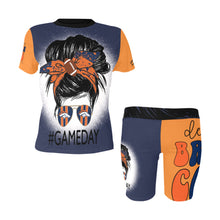 Load image into Gallery viewer, Football Gameday Orange/Blue Women's Short Set