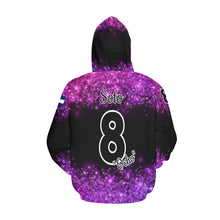 Load image into Gallery viewer, Pueblo Steel purple PS Last name/Number Nickname Glitter All Over Print Hoodie for Women (USA Size) (Model H13)