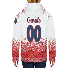 Load image into Gallery viewer, All American Softball Red Glitter Number Nickname Glitter Basic Numbers 00 white Women's Long Sleeve Fleece Hoodie (Model H55)