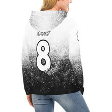 Load image into Gallery viewer, Pueblo Steel B/W PS Last name/Number Nickname B/W All Over Print Hoodie for Women (USA Size) (Model H13)