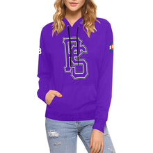 Load image into Gallery viewer, Pueblo Steel Black Full Custom Purple f All Over Print Hoodie for Women (USA Size) (Model H13)
