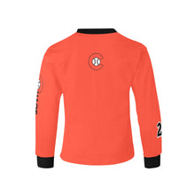 Load image into Gallery viewer, Chaos Orange Number Sleeve Long Kids' Rib Cuff Long Sleeve T-shirt (Model T64)