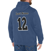 Load image into Gallery viewer, Baseball Navy Fleece Lined Men's Long Sleeve Fleece Hoodie (Model H55)
