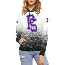 Load image into Gallery viewer, Pueblo Steel B/W PS Last name/Number Nickname All Over Print Hoodie for Women (USA Size) (Model H13)