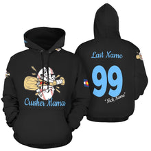 Load image into Gallery viewer, Crusher Mama Full Custom First/Last/Nick Name Number All Over Print Hoodie for Women (USA Size) (Model H13)