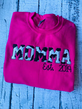 Load image into Gallery viewer, MAMA est. applique embroidery design CREWNECK