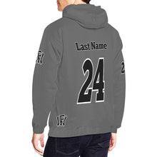 Load image into Gallery viewer, WF Sport Name/Number Grey/black All Over Print Hoodie for Men (USA Size) (Model H13)