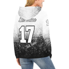 Load image into Gallery viewer, Altitude B/W Last name/Number Nickname All Over Print Hoodie for Women (USA Size) (Model H13)