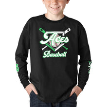 Load image into Gallery viewer, Aces Long Sleeve Number Kids' Rib Cuff Long Sleeve T-shirt (Model T64)