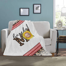 Load image into Gallery viewer, Baseball Mom Sunflower Leopard Corner Print Blanket Ultra-Soft Micro Fleece Blanket 30''x40''