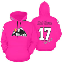 Load image into Gallery viewer, Altitude Pink Last name/Number Nickname All Over Print Hoodie for Women (USA Size) (Model H13)