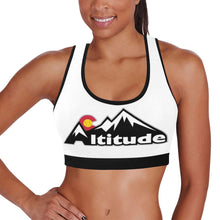 Load image into Gallery viewer, Altitude Sports bra Black Women's All Over Print Sports Bra (Model T52)