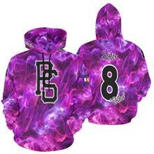 Load image into Gallery viewer, Pueblo Steel purple PS Last name/Number Nickname swirls All Over Print Hoodie for Women (USA Size) (Model H13)