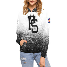 Load image into Gallery viewer, Pueblo Steel B/W PS Last name/Number Nickname B/W All Over Print Hoodie for Women (USA Size) (Model H13)