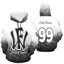 Load image into Gallery viewer, Wow Force Baseball Mama LasNname/FirstName/NickName/Number All Over Print Hoodie for Women (USA Size) (Model H13)