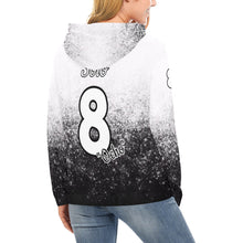 Load image into Gallery viewer, Pueblo Steel B/W PS Last name/Number Nickname B/W 5 All Over Print Hoodie for Women (USA Size) (Model H13)