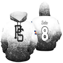 Load image into Gallery viewer, Pueblo Steel B/W PS Last name/Number Nickname B/W All Over Print Hoodie for Women (USA Size) (Model H13)