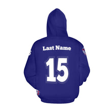 Load image into Gallery viewer, Tribe Navy Name/Number All Over Print Hoodie for Women (USA Size) (Model H13)